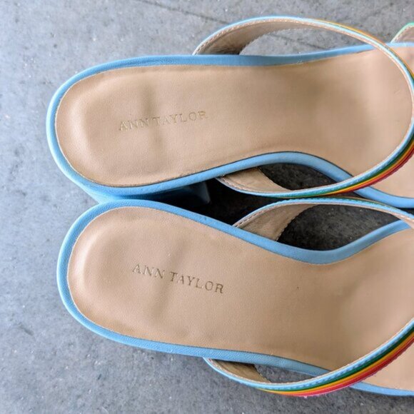 Ann Taylor Machelle Rainbow Leather Block Heel Sandals size 9M - Picture 5 of 11